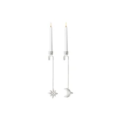 Georg Jensen Pynt<2024 Lyseholdere stjerne & måne, sølv s&oslash;lv