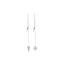 Best Georg Jensen 2025 Lysholder Sæt Hjerte & Kræmmerhus, sølv s&oslash;lv