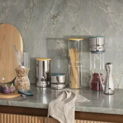 New Georg Jensen ALFREDO opbevaringsdåse mini 0,5 L, rustfrit stål/grøn rustfrit stål/gr&oslash;n
