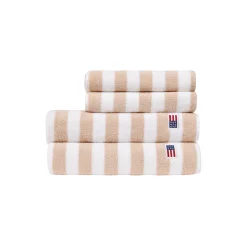 Online Lexington Block Striped Towel, moonbeam/white/vintage green