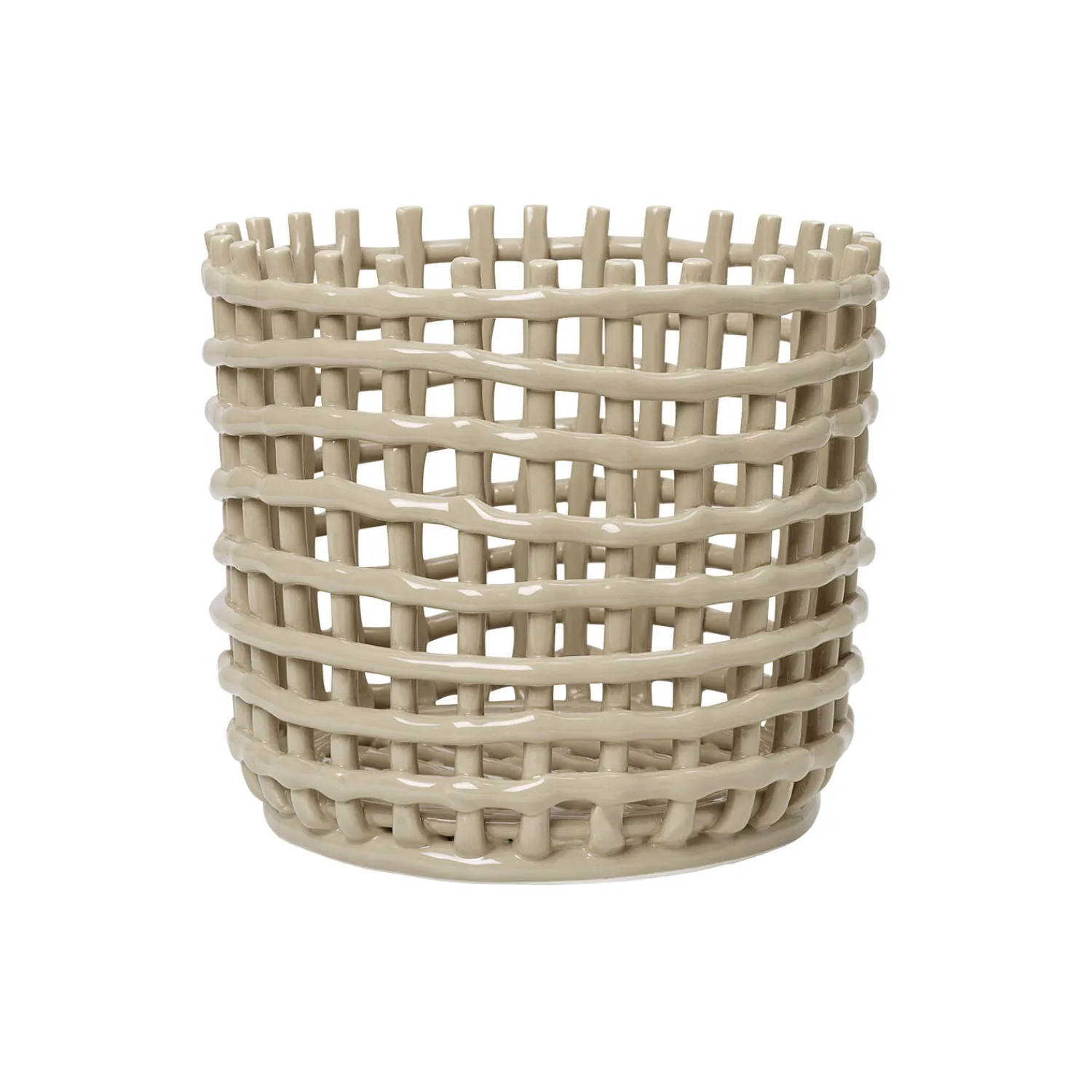 Clearance Ferm Living Ceramic Basket Large, cashmere