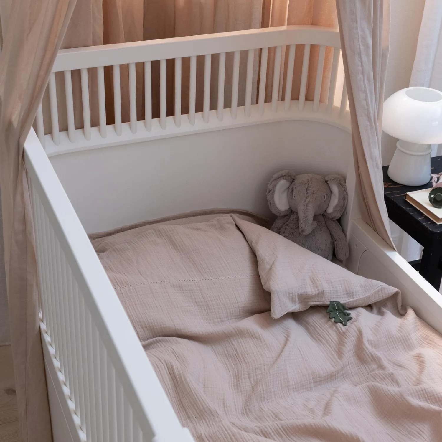 Outlet Sebra 2-delt musselin babysengetøj, seabreeze beige