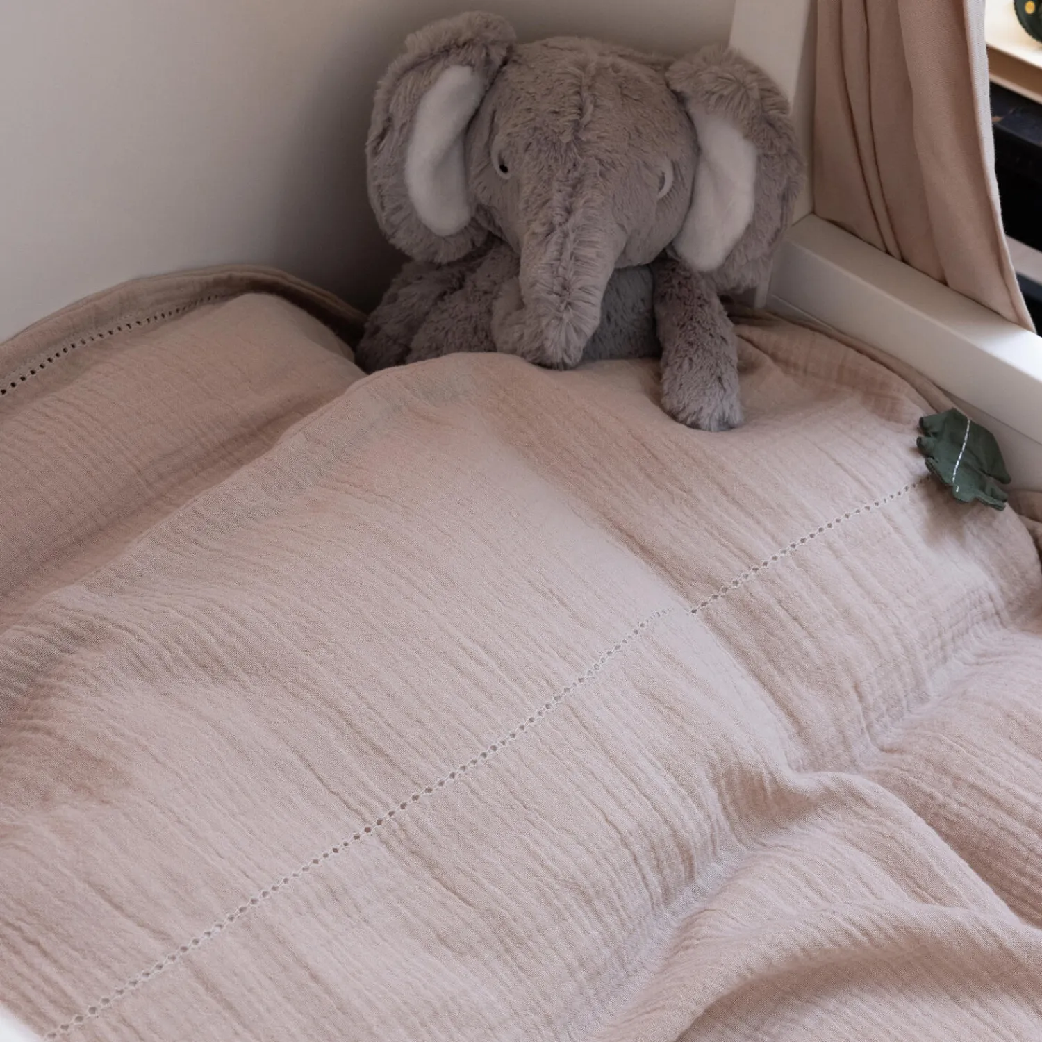 Outlet Sebra 2-delt musselin babysengetøj, seabreeze beige