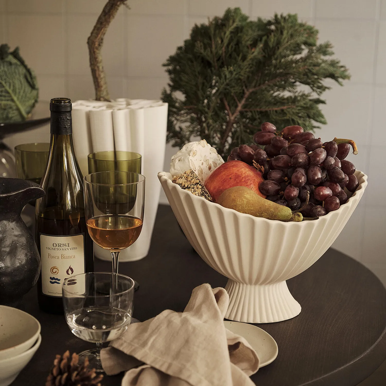 Ferm Living Skåle, Bakker & Fade<Fountain Skål Large, off-white