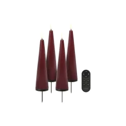 Uyuni Lighting Lys & Duftlys<Giftbox w. spike, remote, LED cone candle 4-pack, wine red