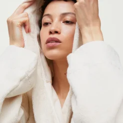 New Aiayu Hooded Bathrobe Terry, pure ecru