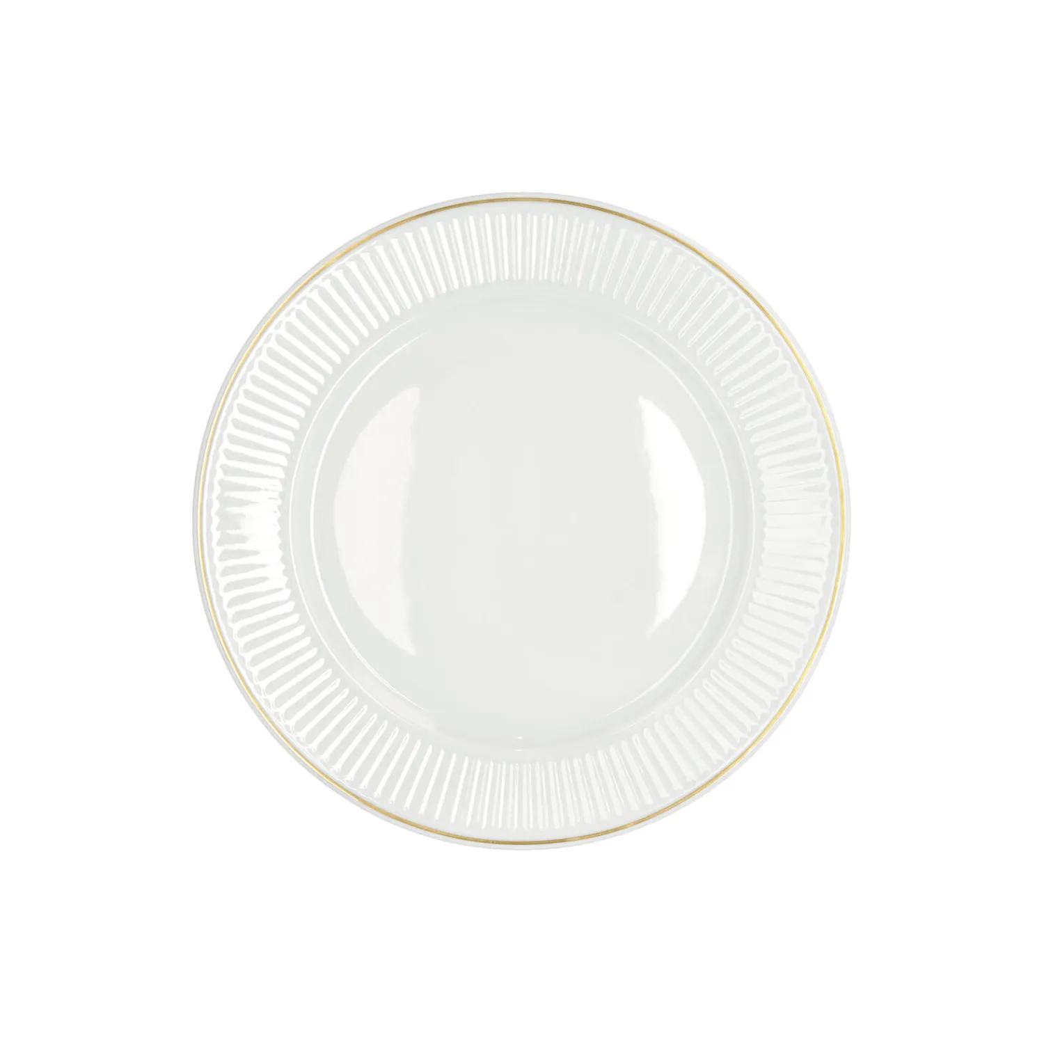 Pillivuyt Tallerkener<Plissé flad tallerken Ø 28 cm, hvid/guld