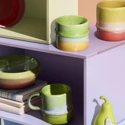 Sale Kähler Poppery krus, apple green/mint/yellow