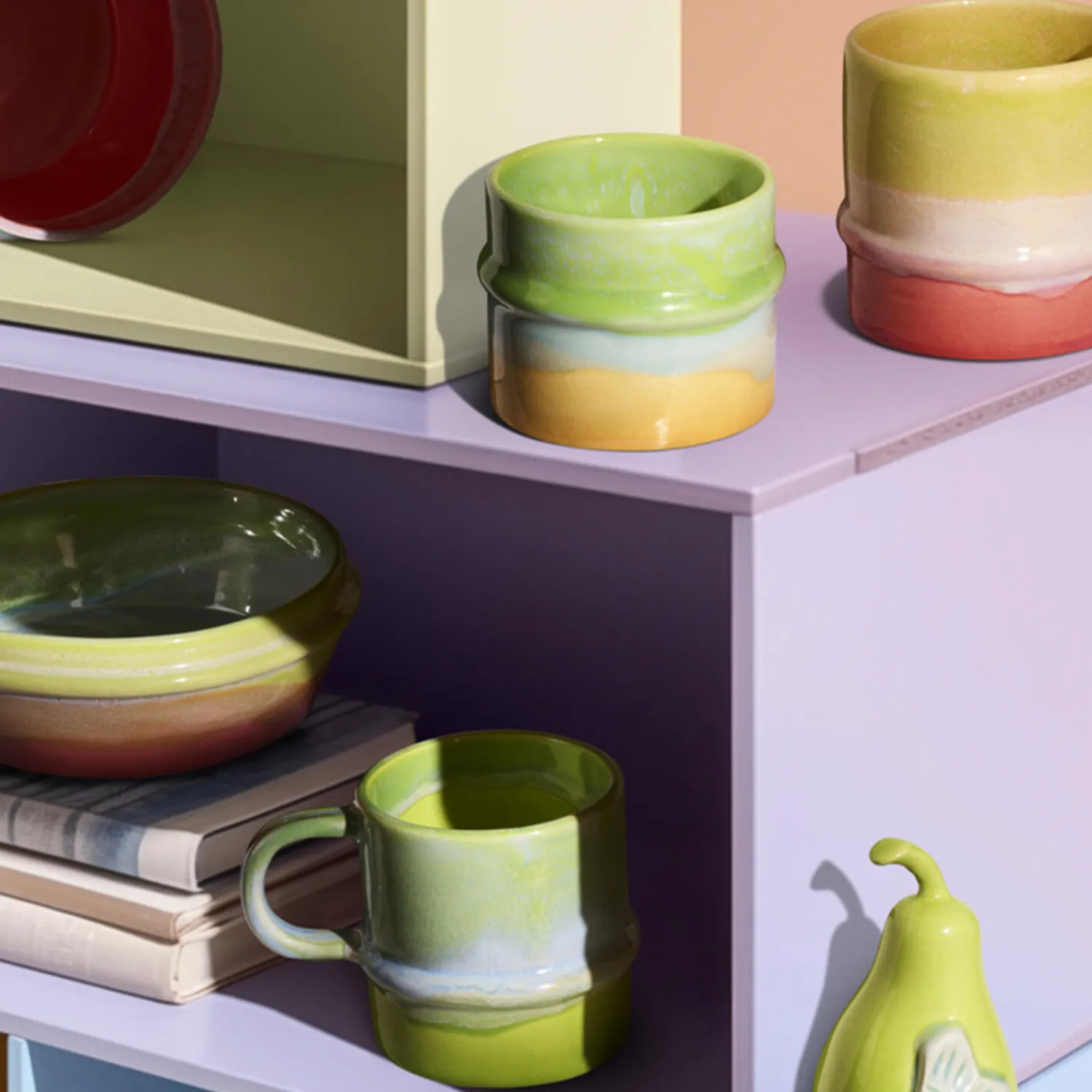 Sale Kähler Poppery krus, apple green/mint/yellow
