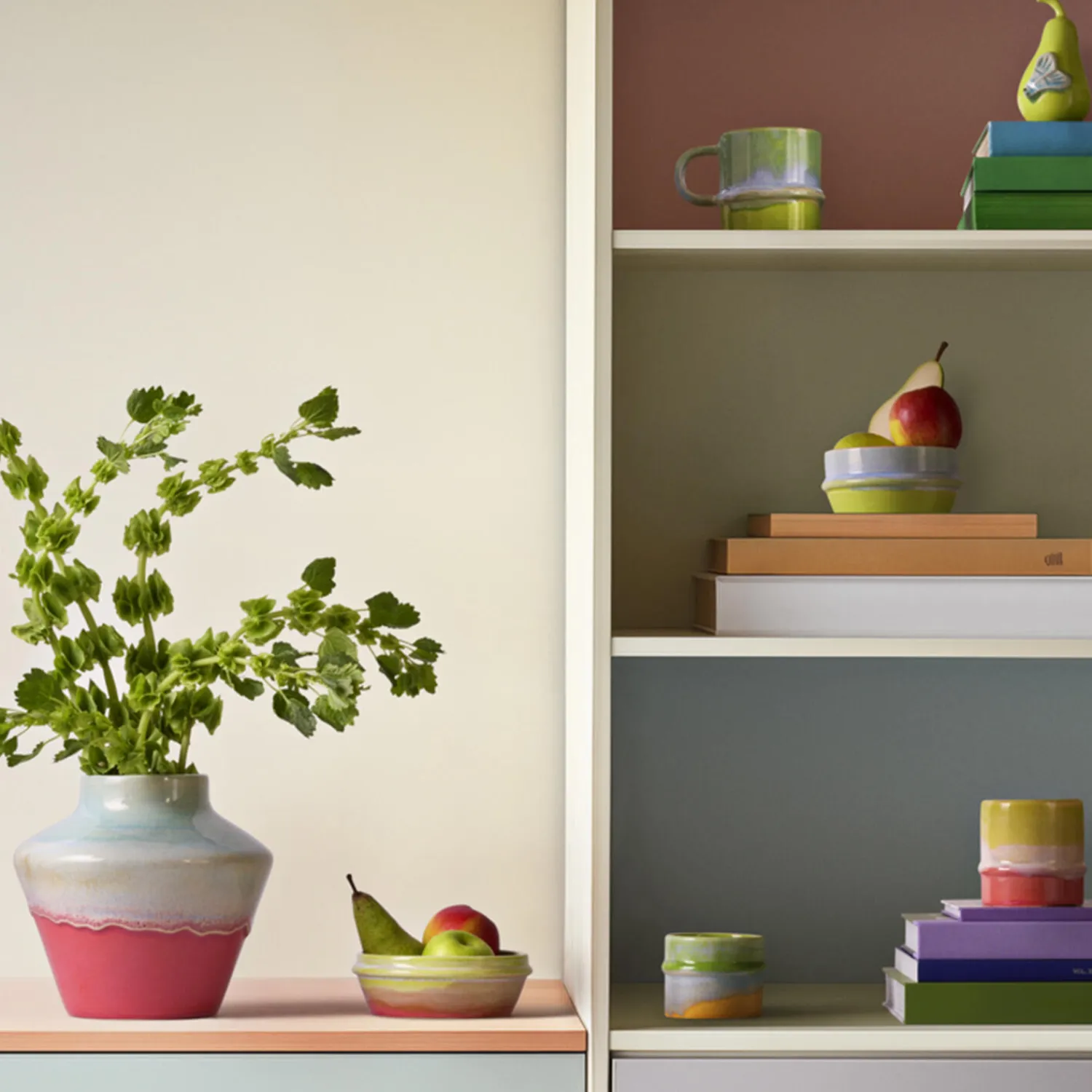 Sale Kähler Poppery krus, apple green/mint/yellow