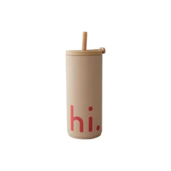Outlet Design Letters Rejsekop med sugerør, beige
