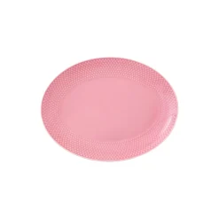 Lyngby Porcelæn Skåle & Fade<Rhombe Color ovalt serveringsfad, rosa
