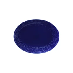 Hot Lyngby Porcelæn Rhombe Color ovalt serveringsfad, mørk blå m&oslash;rk blå