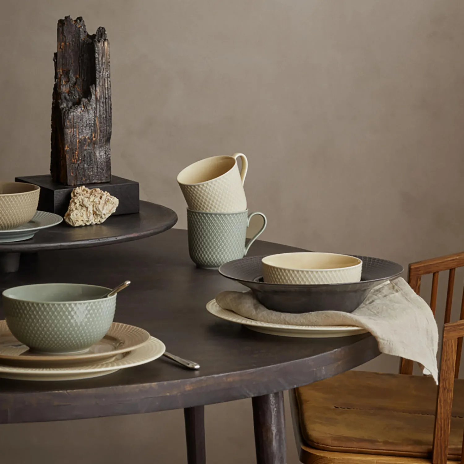 Sale Lyngby Porcelæn Rhombe Earth Dyb tallerken Ø 24.5 cm, slate