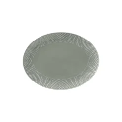 Hot Lyngby Porcelæn Rhombe Earth Ovalt serveringsfad, moss