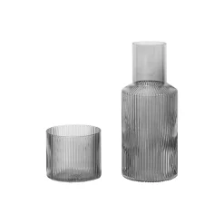 Ferm Living Kander & Karafler<Ripple Carafe Set Small, smoked grey