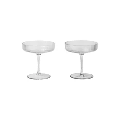 Ferm Living Glas<Ripple Champagne Saucers 2 pcs clear