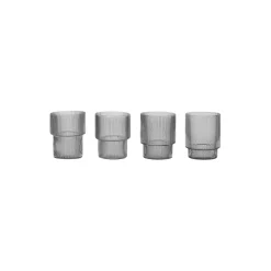 Ferm Living Glas<Ripple Glasses 4 pcs, smoked grey