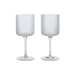 Ferm Living Glas<Ripple Hvidvinsglas, clear