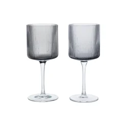 Ferm Living Glas<Ripple Hvidvinsglas, smoked grey