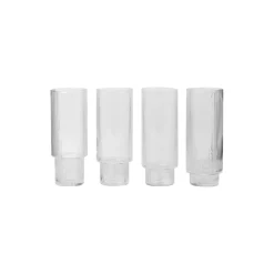 Ferm Living Glas<Ripple Long Drink Glasses 4 pcs clear