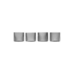 Ferm Living Glas<Ripple Low Glasses 4 pcs, smoked grey