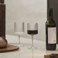 Ferm Living Glas<Ripple Rødvinsglas 2 stk., clear
