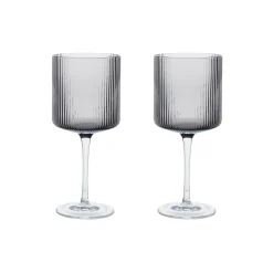Ferm Living Glas<Ripple Rødvinsglas 2 stk., smoked grey