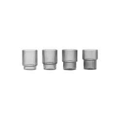 Ferm Living Glas<Ripple Small Glasses 4 pcs, smoked grey