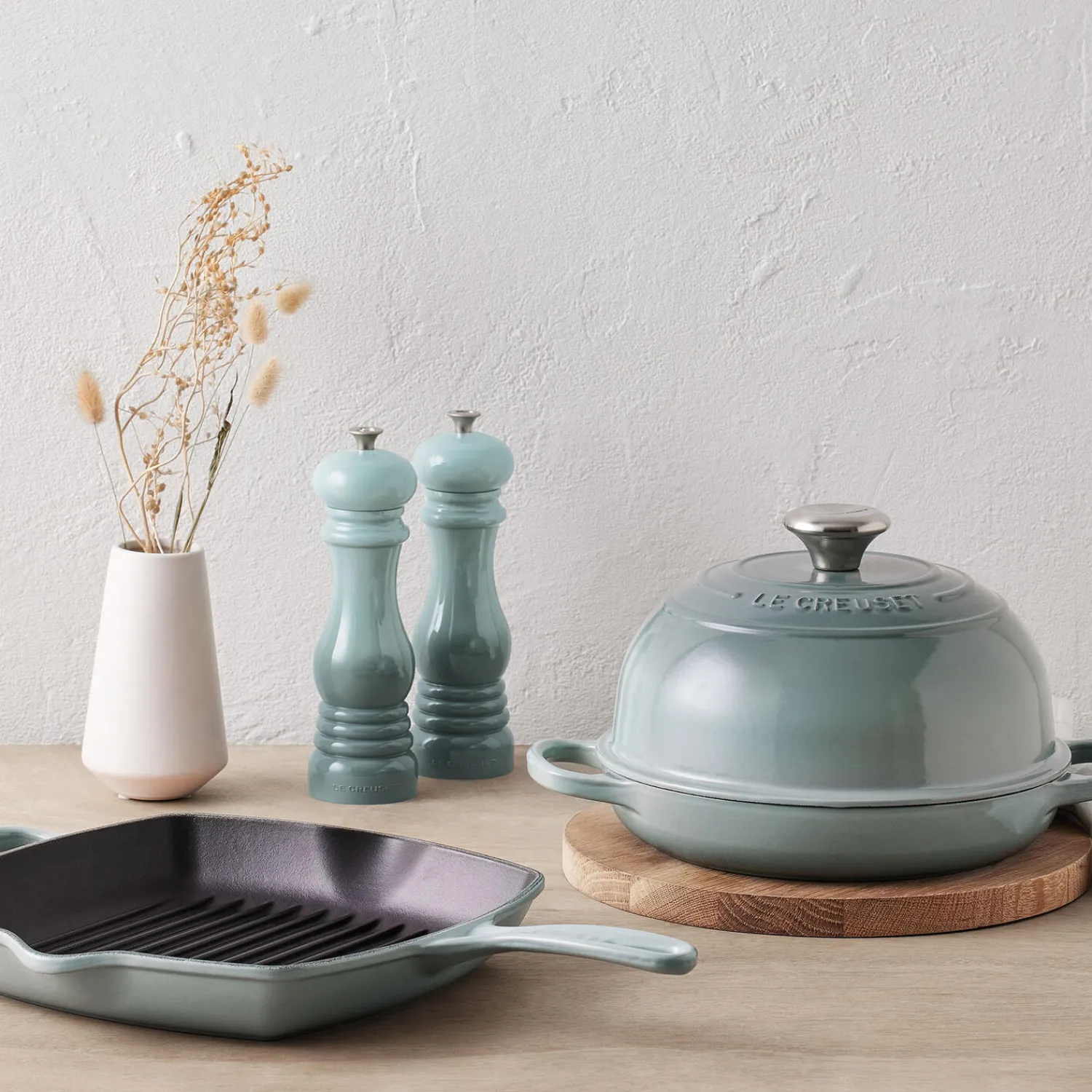 Le Creuset Gryder & Pander<Signature Kvadratisk grillpande, sea salt