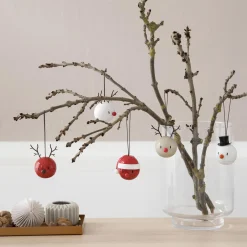 New Hoptimist Snowman Ornament 2 pcs, white
