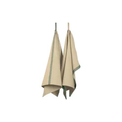 EKTA Living Køkkentekstiler<Tea towel herringbone twill 2 stk., taupe/green
