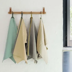 EKTA Living Køkkentekstiler<Tea towel herringbone twill 2 stk., taupe/green