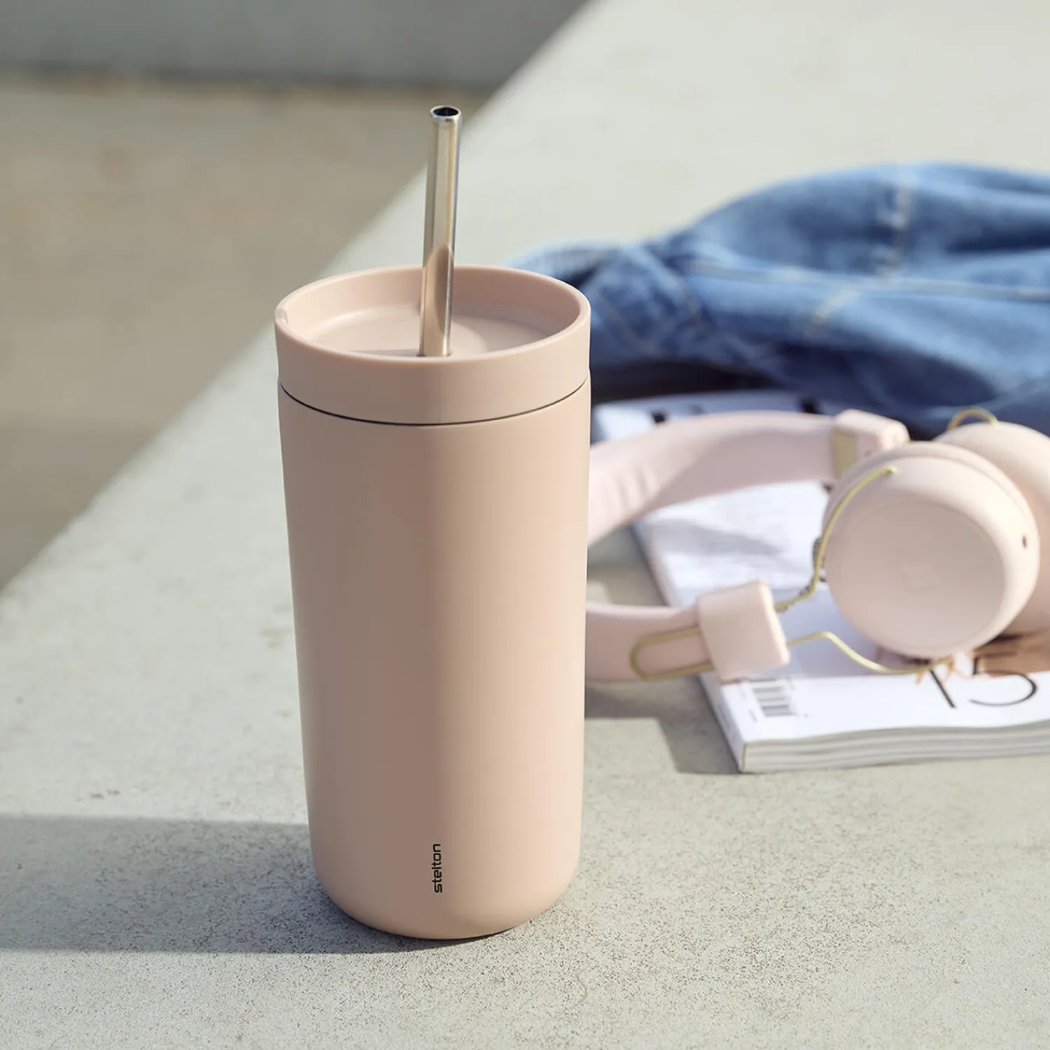 Stelton To Go<To Go Sip termokop med sugerør, heather heather, heather