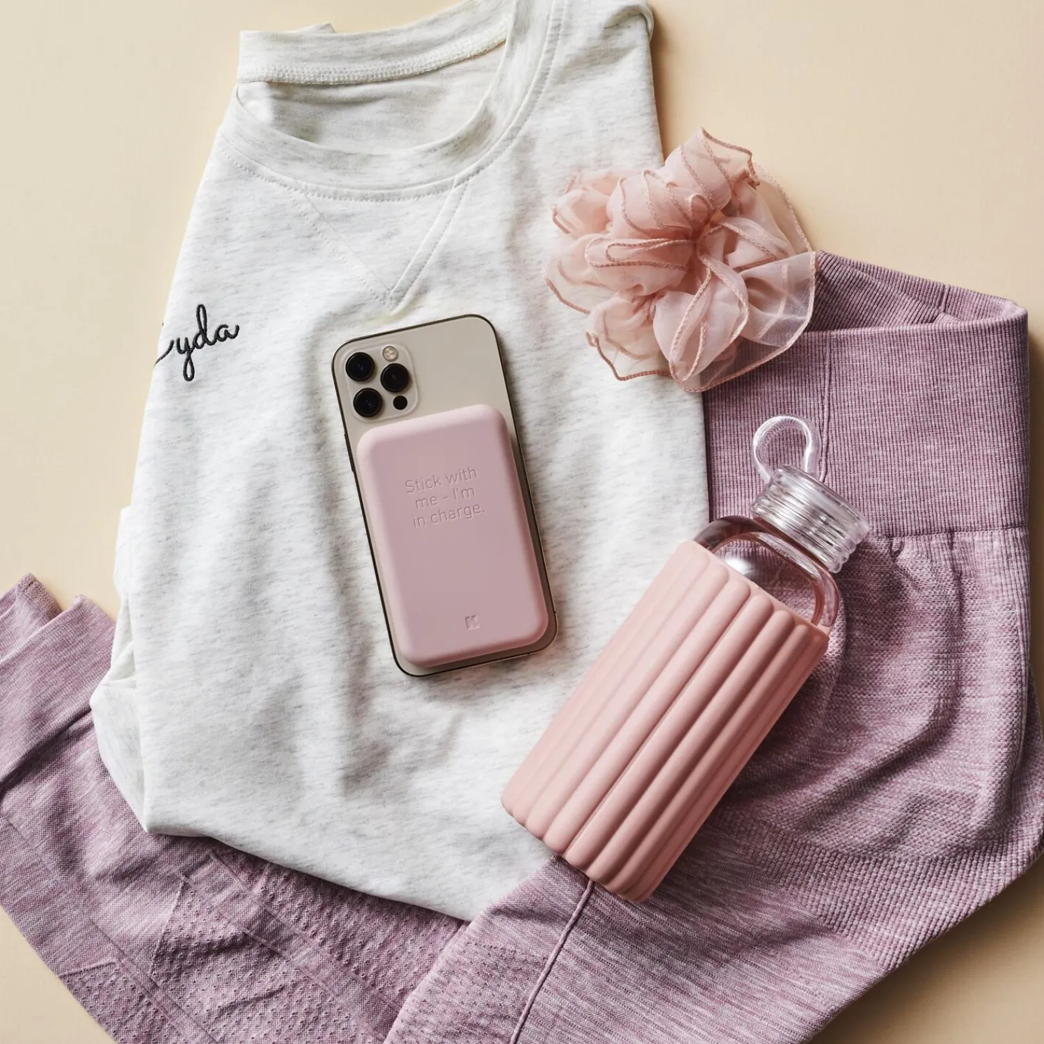 Best Kreafunk toCHARGE Qi trådløs powerbank dusty rose