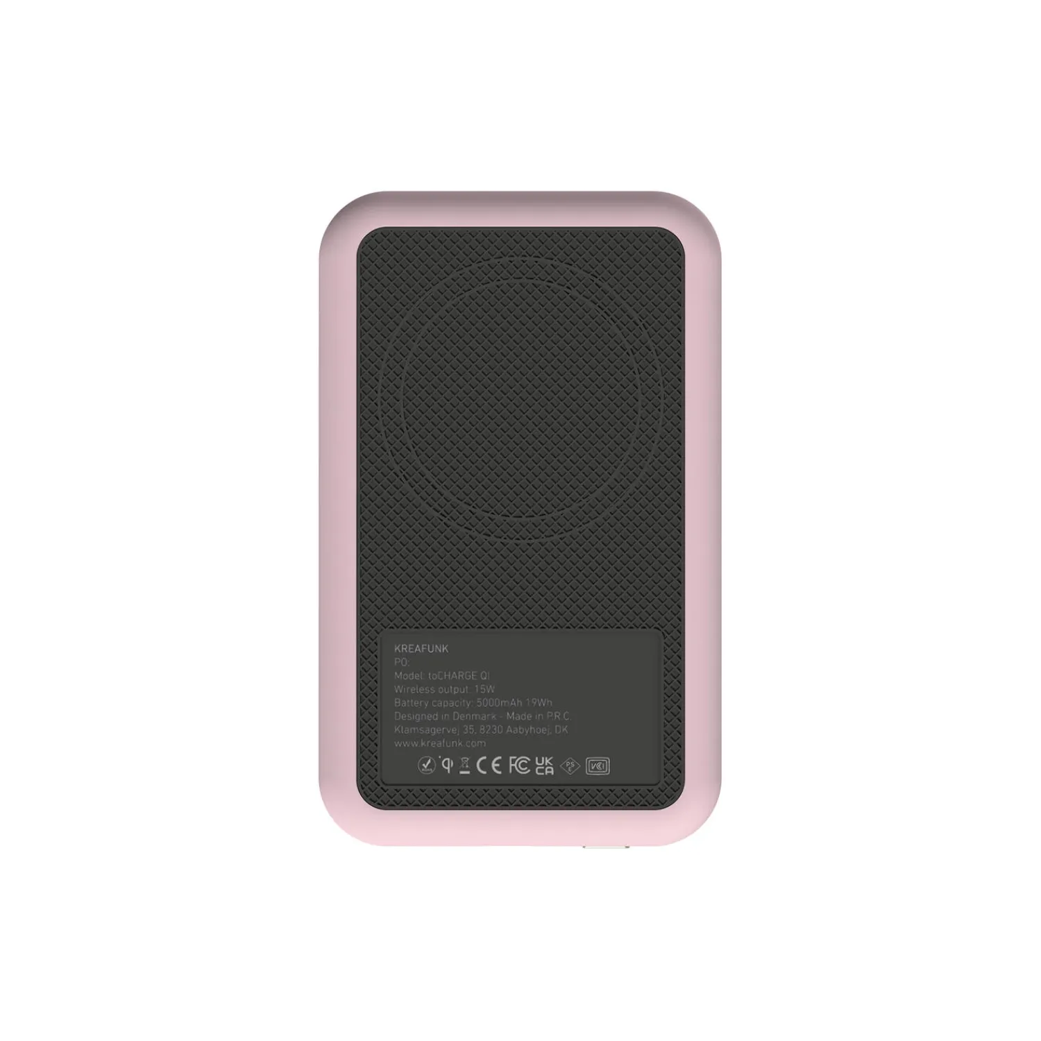 Best Kreafunk toCHARGE Qi trådløs powerbank dusty rose